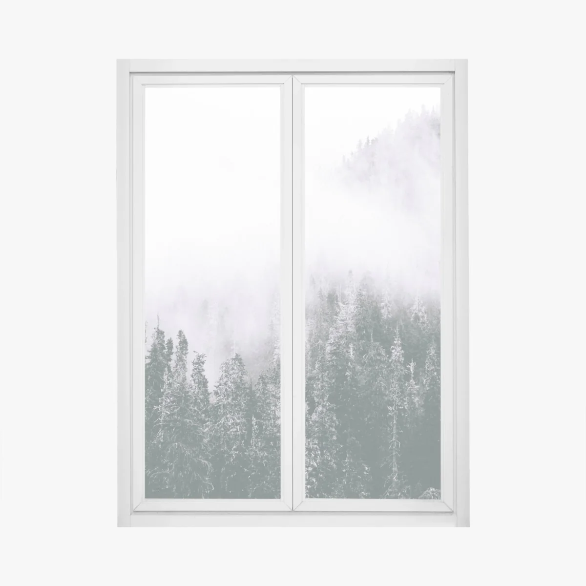 Naklejka na okno mglisty las iglasty – Wallissimo® Naklejka na okno mglisty las iglasty – Wallissimo®