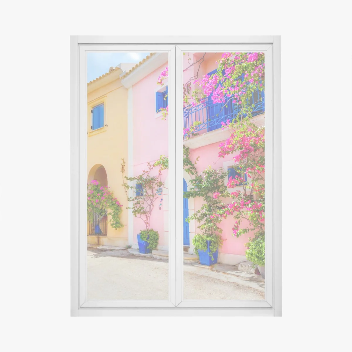 Naklejka na okno kolorowa ulica na Kefalonii – Wallissimo® Naklejka na okno kolorowa ulica na Kefalonii – Wallissimo®