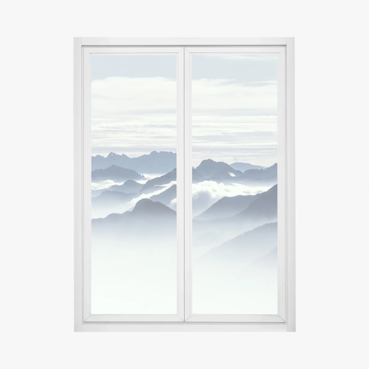 Naklejka na okno mglista warstwa gór o świcie – Wallissimo® Naklejka na okno mglista warstwa gór o świcie – Wallissimo®