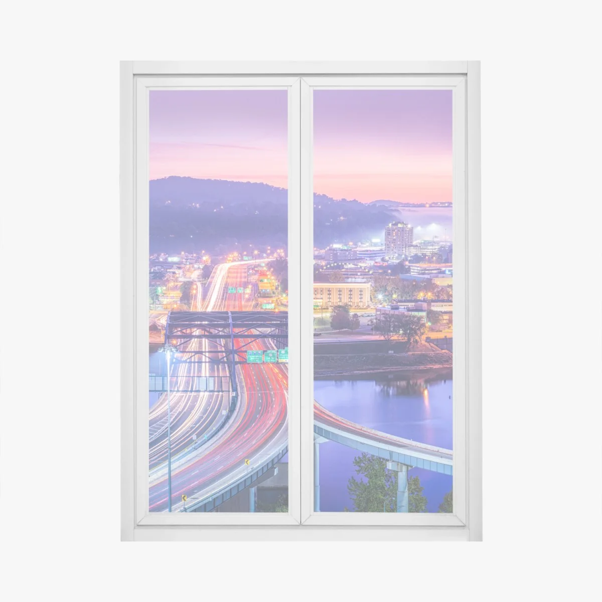 Naklejka na okno Panorama Charleston o świcie – Wallissimo® Naklejka na okno Panorama Charleston o świcie – Wallissimo®