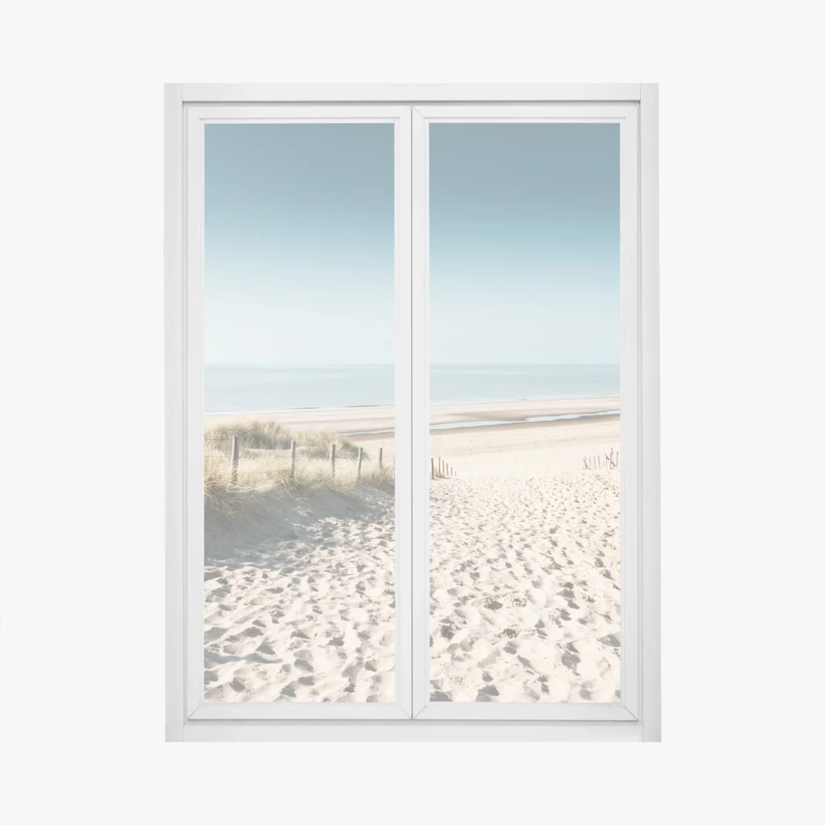 Naklejka na okno wydmy i spokojne morze przy Noordwijk – Wallissimo® Naklejka na okno wydmy i spokojne morze przy Noordwijk – Wallissimo®