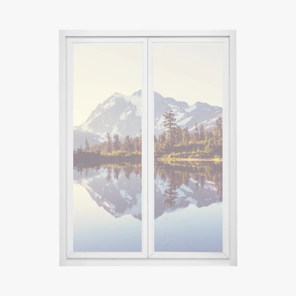 Naklejka na okno odbicie Mount Shuksan na górskim jeziorze – Wallissimo® Naklejka na okno odbicie Mount Shuksan na górskim jeziorze – Wallissimo®