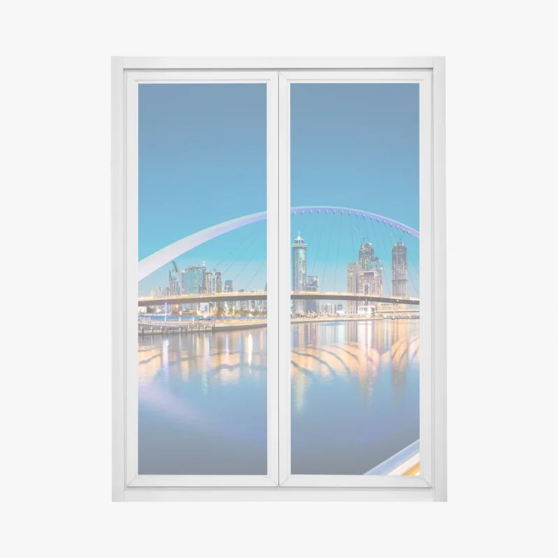 Naklejka na okno zachód słońca nad Wieżą Eiffla – Wallissimo®