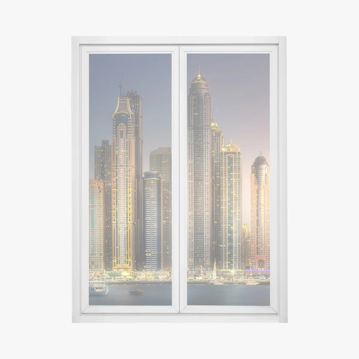 Naklejka na okno złota panorama miasta o zmierzchu – Wallissimo® Naklejka na okno złota panorama miasta o zmierzchu – Wallissimo®