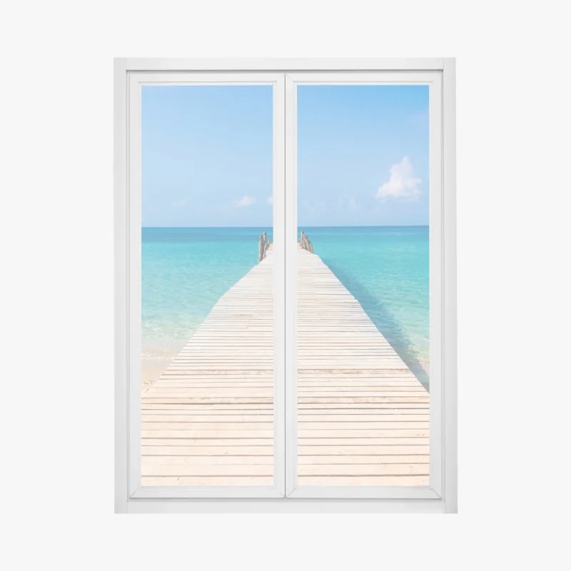 Naklejka na okno spokojne turkusowe jezioro górskie – Wallissimo®