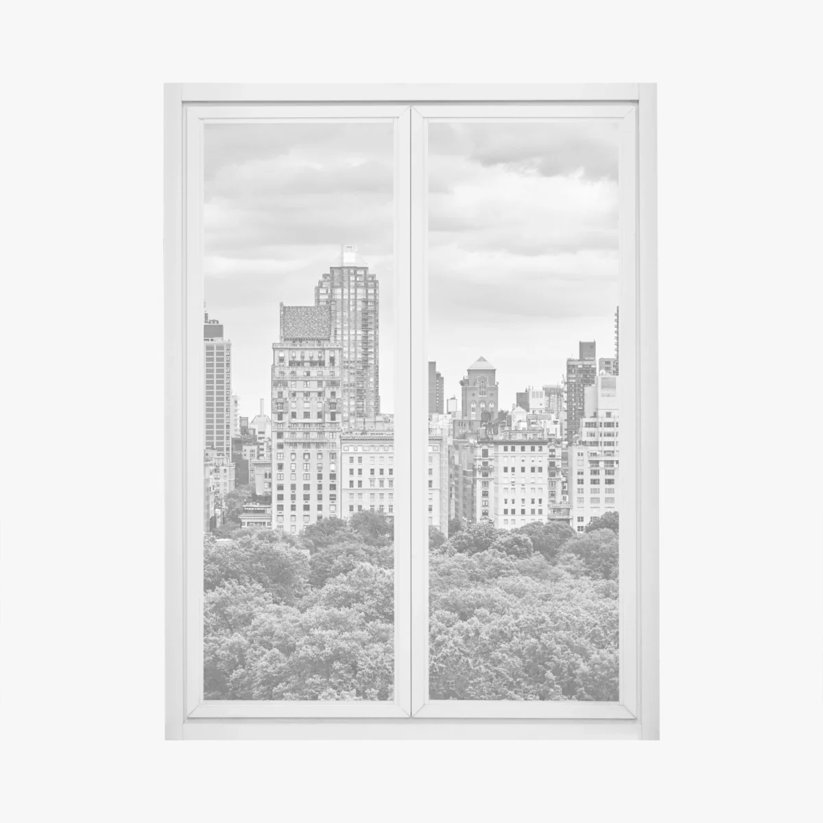 Naklejka na okno Manhattan panorama Upper East Side w czerni i bieli – Wallissimo® Naklejka na okno Manhattan panorama Upper East Side w czerni i bieli – Wallissimo®