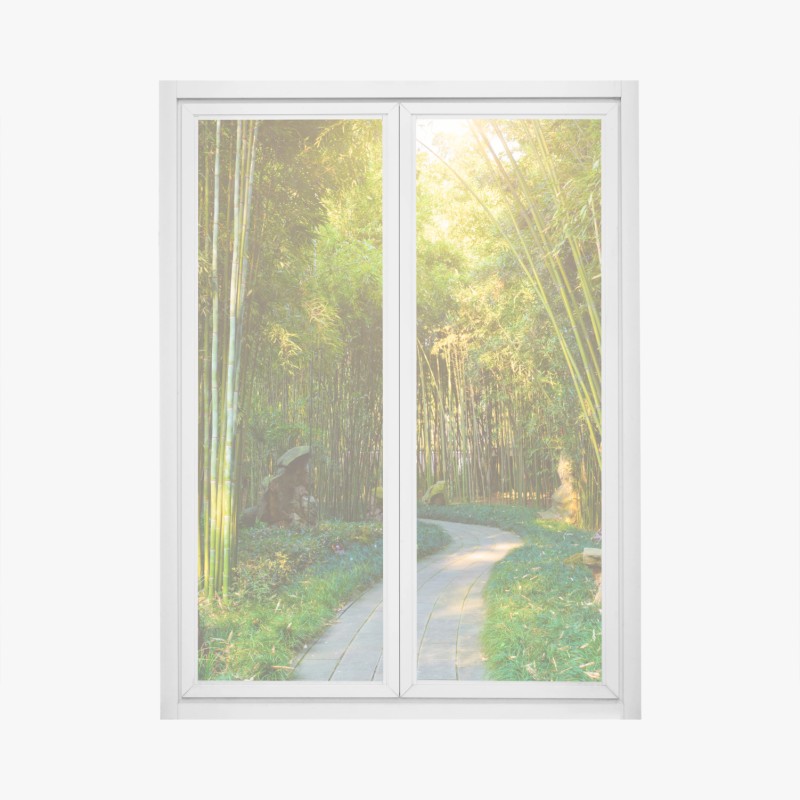 Naklejka na okno turkusowe tropikalne wybrzeże z palmami – Wallissimo®