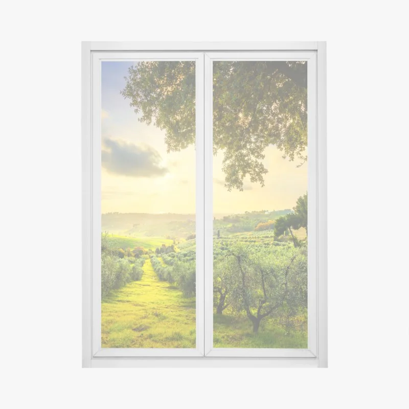 Naklejka na okno spokojna ścieżka w lesie bambusowym – Wallissimo®