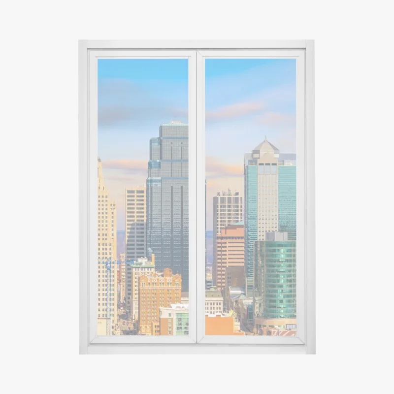 Naklejka na okno czarno-biała panorama miasta – Wallissimo®