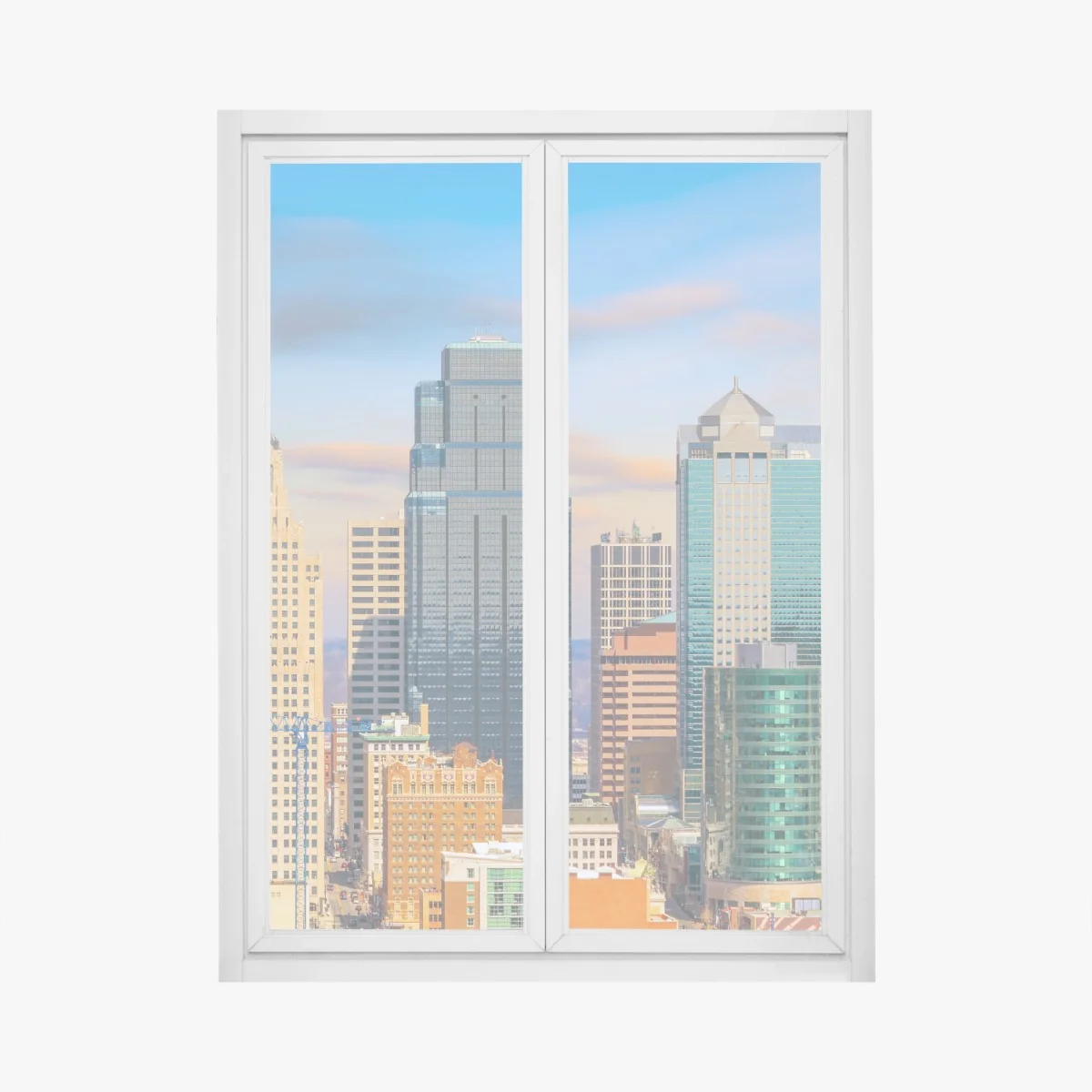 Naklejka na okno panorama Kansas City o zachodzie słońca – Wallissimo® Naklejka na okno panorama Kansas City o zachodzie słońca – Wallissimo®