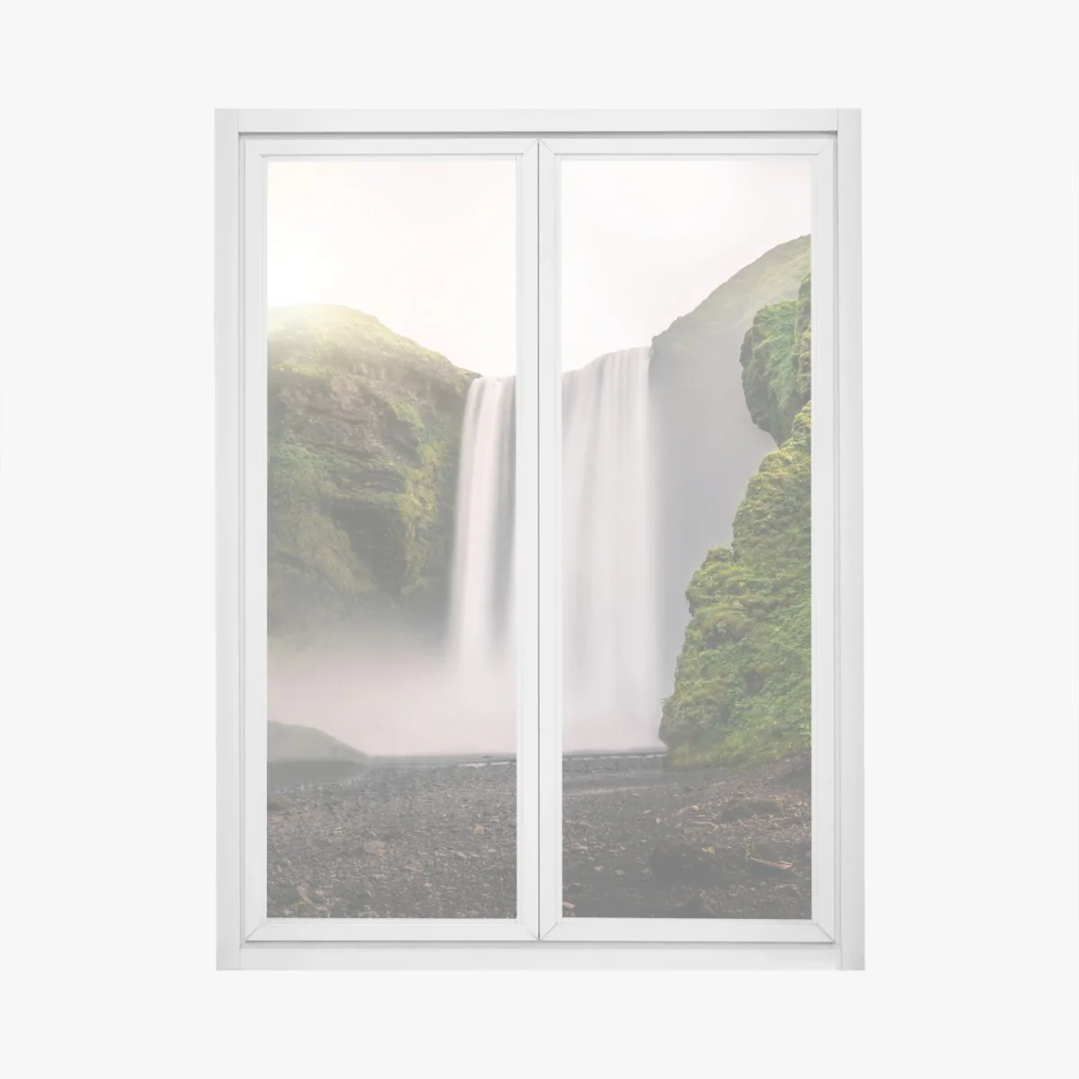 Naklejka na okno majestatyczny wodospad Skogafoss – Wallissimo® Naklejka na okno majestatyczny wodospad Skogafoss – Wallissimo®