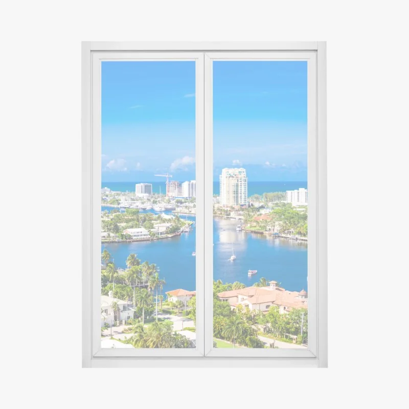 Naklejka na okno góra lodowa i odbicia gór w turkusowej wodzie – Wallissimo®