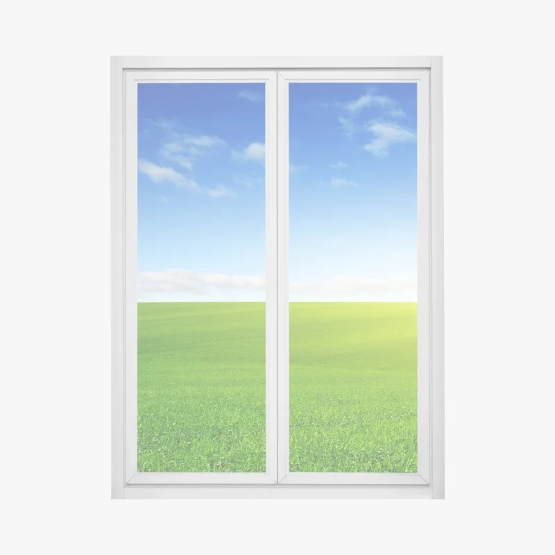 Naklejka na okno słoneczna zielona łąka o wschodzie