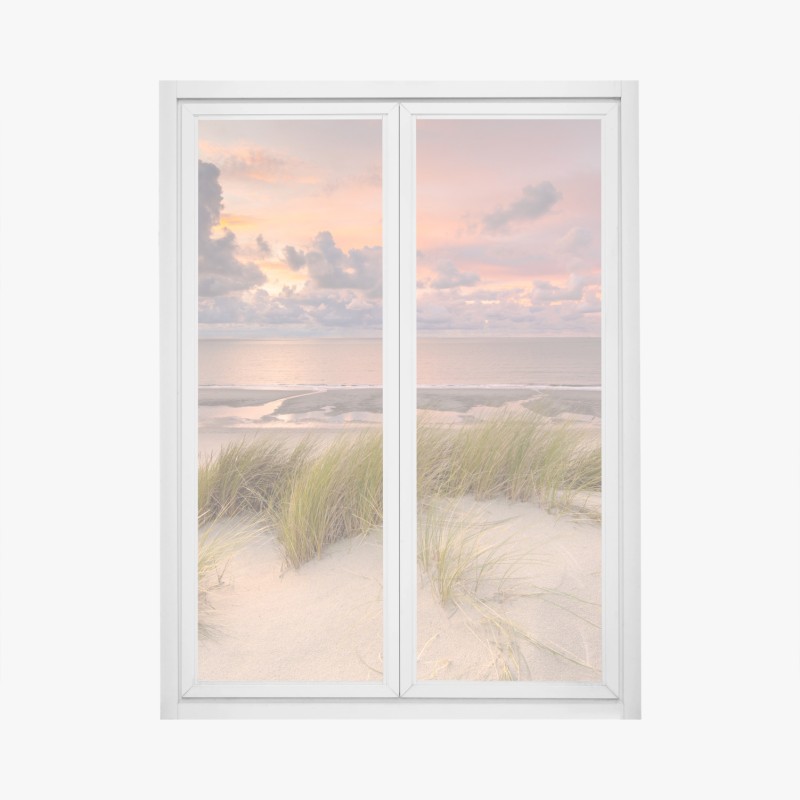 Naklejka na okno zachód słońca nad wydmami Zeeland