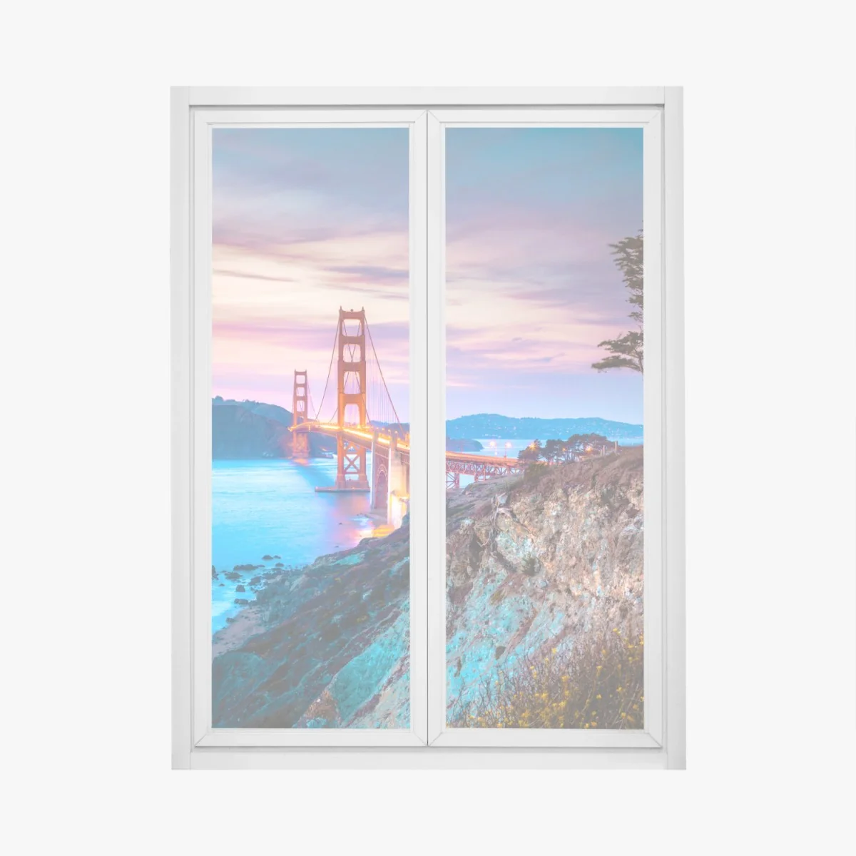 Naklejka na okno Golden Gate Bridge o zmierzchu – Wallissimo®