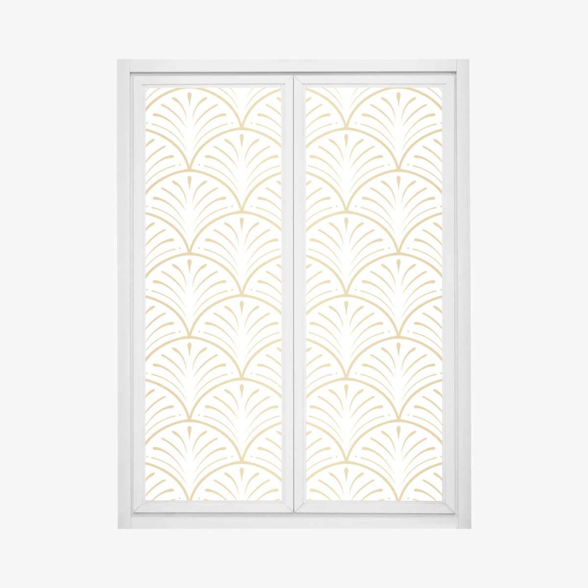 Naklejka na okno złoty wzór art deco w stylu wachlarza – Wallissimo®