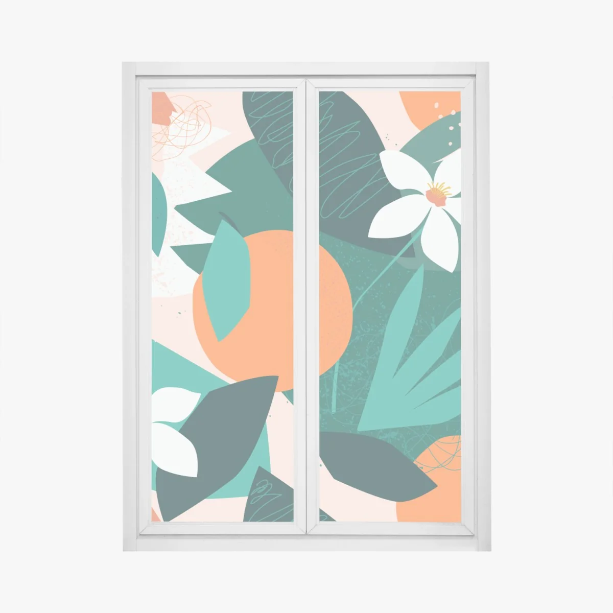 Naklejka na okno tropikalne liście i cytrusowa ilustracja – Wallissimo® Naklejka na okno tropikalne liście i cytrusowa ilustracja – Wallissimo®