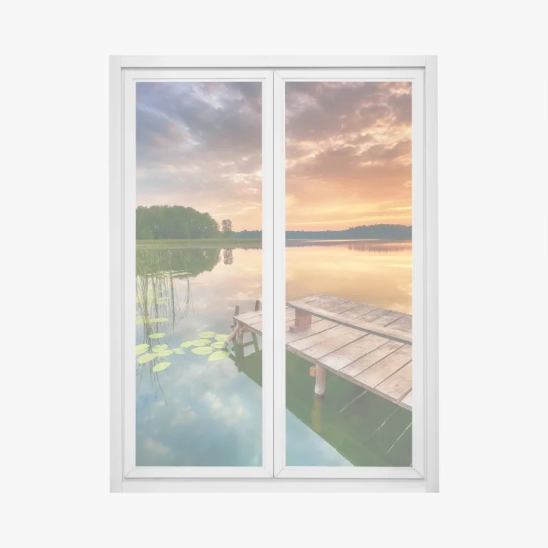 Naklejka na okno słoneczny widok na Oia, Santorini – Wallissimo®