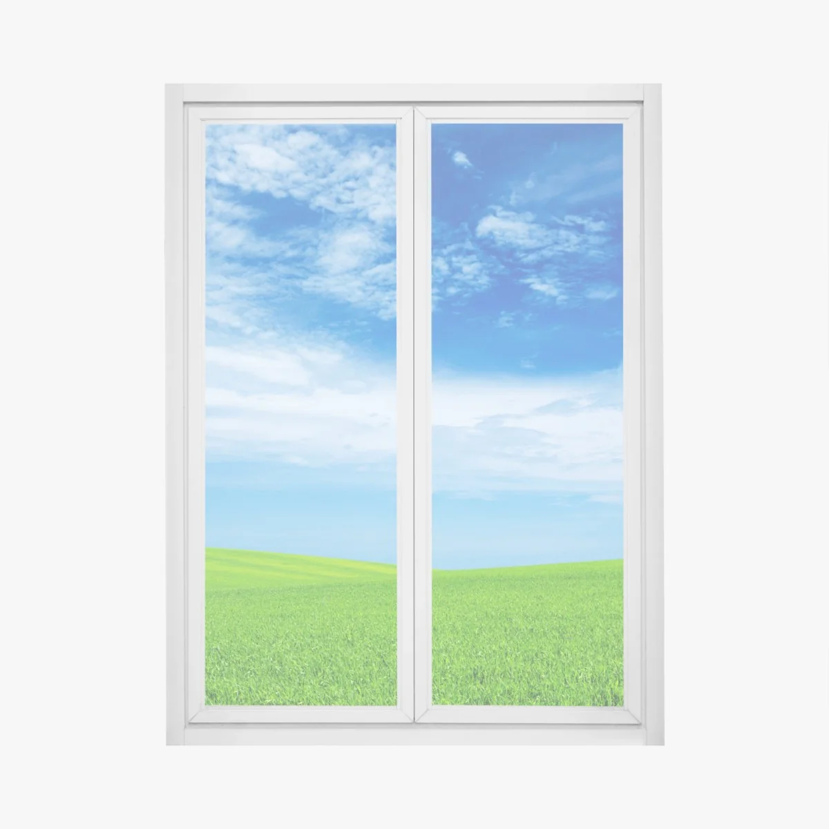 Naklejka na okno zielona łąka pod błękitnym niebem – Wallissimo® Naklejka na okno zielona łąka pod błękitnym niebem – Wallissimo®