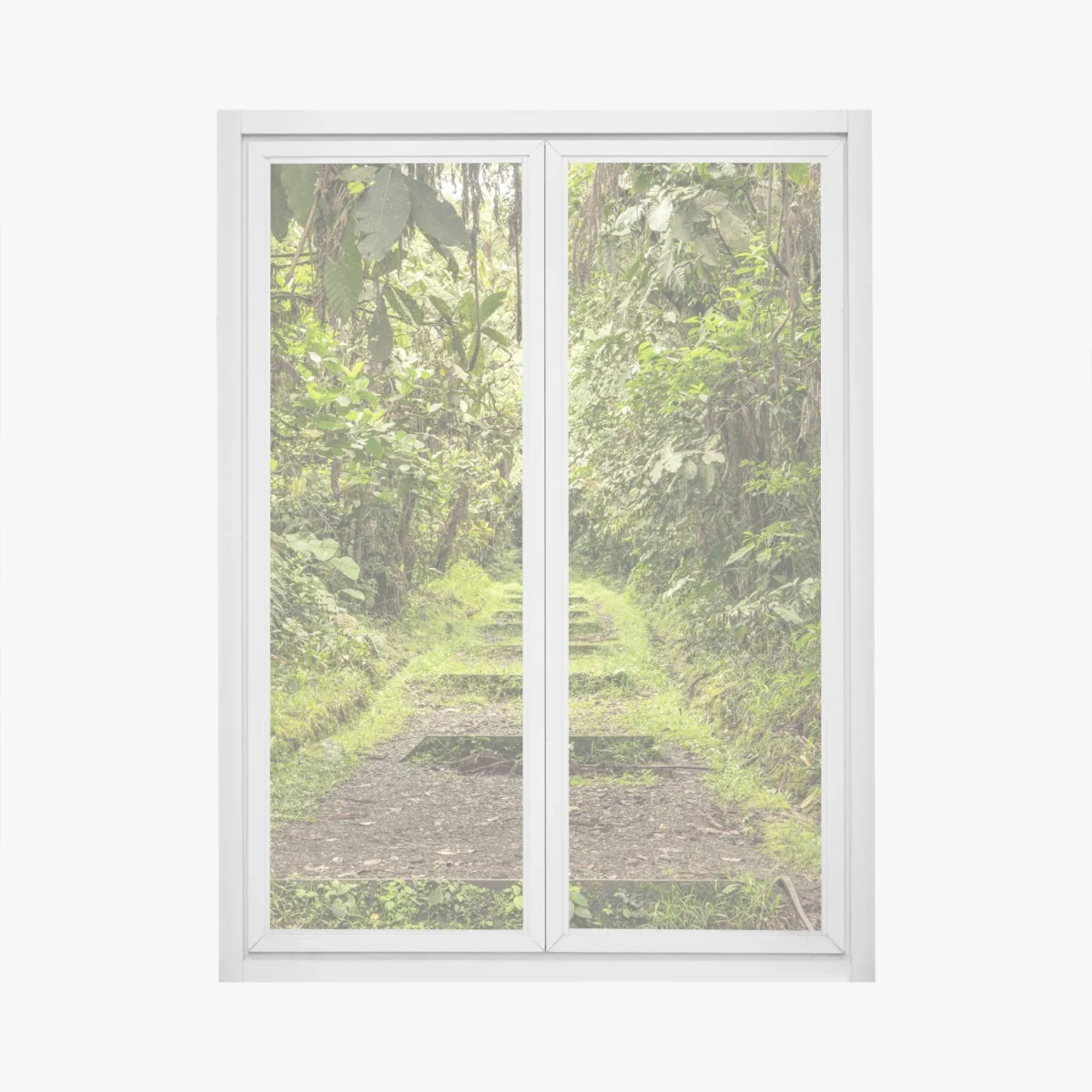 Naklejka na okno ścieżka przez bujną dżunglę – Wallissimo® Naklejka na okno ścieżka przez bujną dżunglę – Wallissimo®
