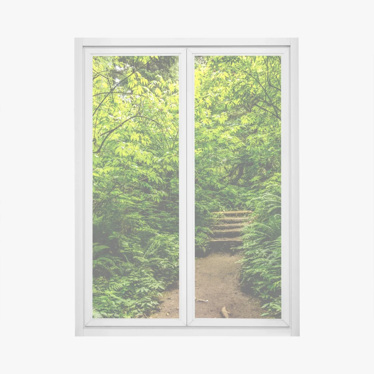 Naklejka na okno bujna leśna ścieżka – Wallissimo® Naklejka na okno bujna leśna ścieżka – Wallissimo®
