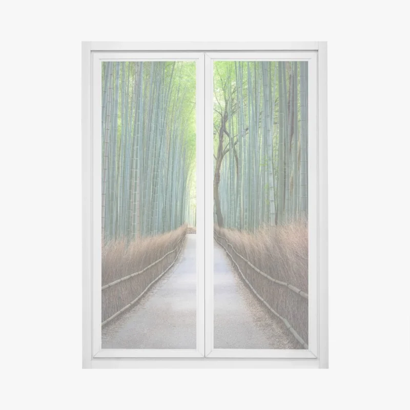 Naklejka na okno tropikalna plaża z palmą – Wallissimo®