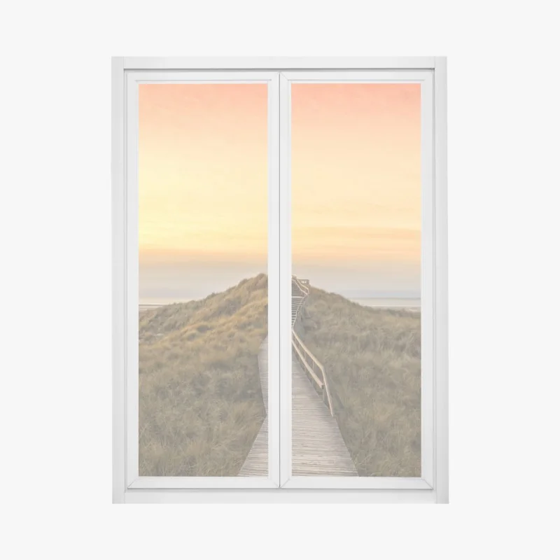 Naklejka na okno zachód słońca nad skalistym wybrzeżem – Wallissimo®