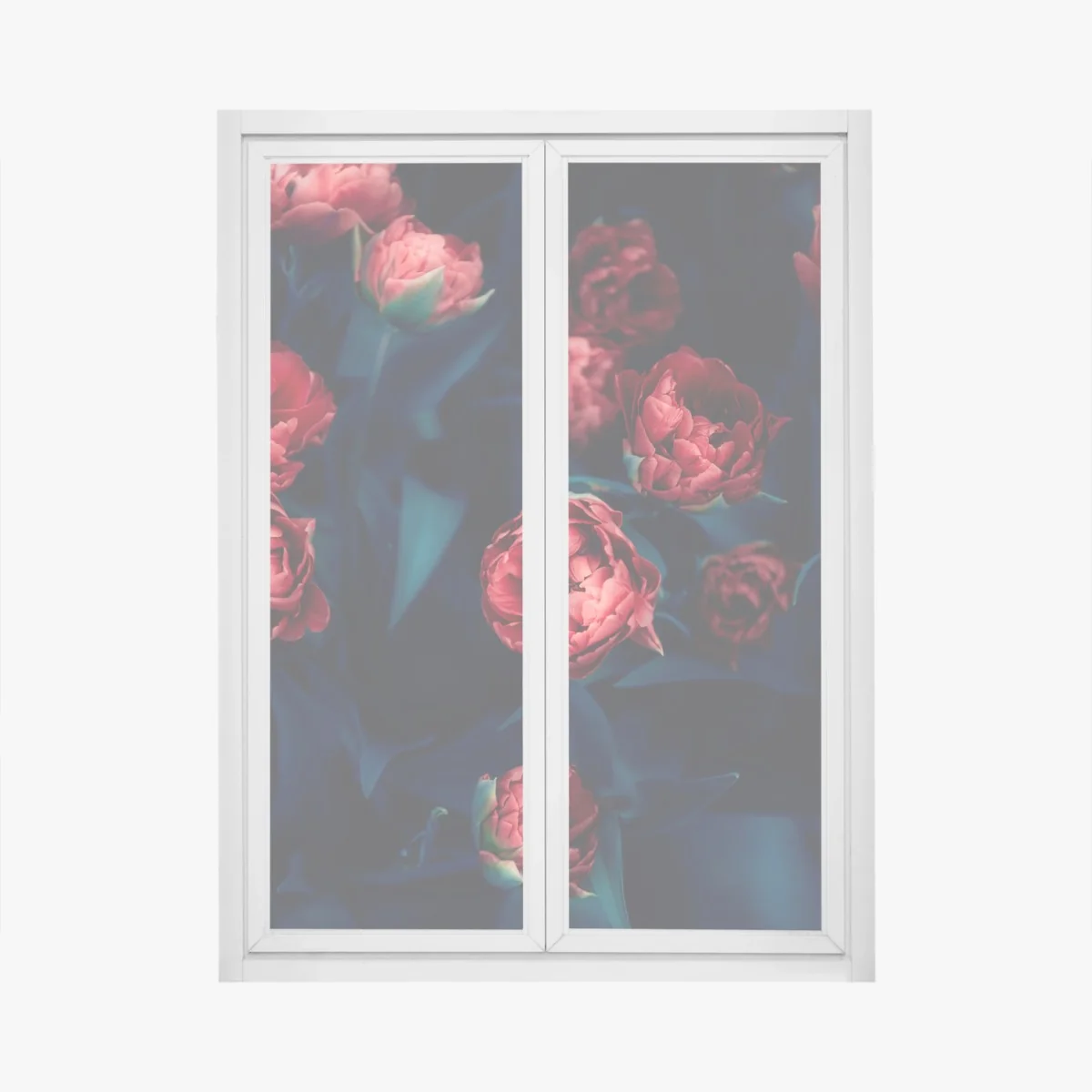 Naklejka na okno ponury bukiet czerwonych tulipanów – Wallissimo® Naklejka na okno ponury bukiet czerwonych tulipanów – Wallissimo®