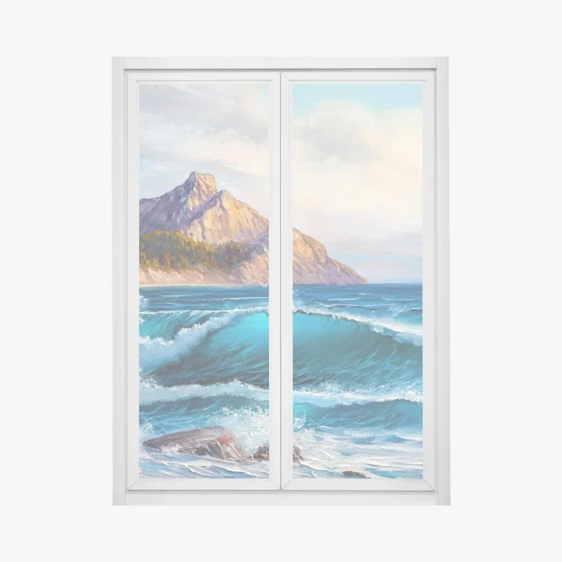 Naklejka na okno złote tropikalne liście – Wallissimo®