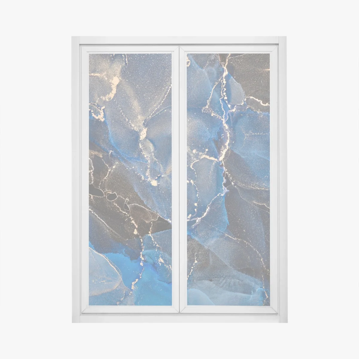 Naklejka na okno luksusowe niebiesko-złote abstrakcyjne fale – Wallissimo® Naklejka na okno luksusowe niebiesko-złote abstrakcyjne fale – Wallissimo®