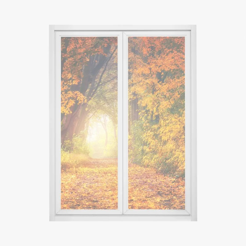 Naklejka na okno słoneczna uliczka z zielonymi okiennicami – Wallissimo®