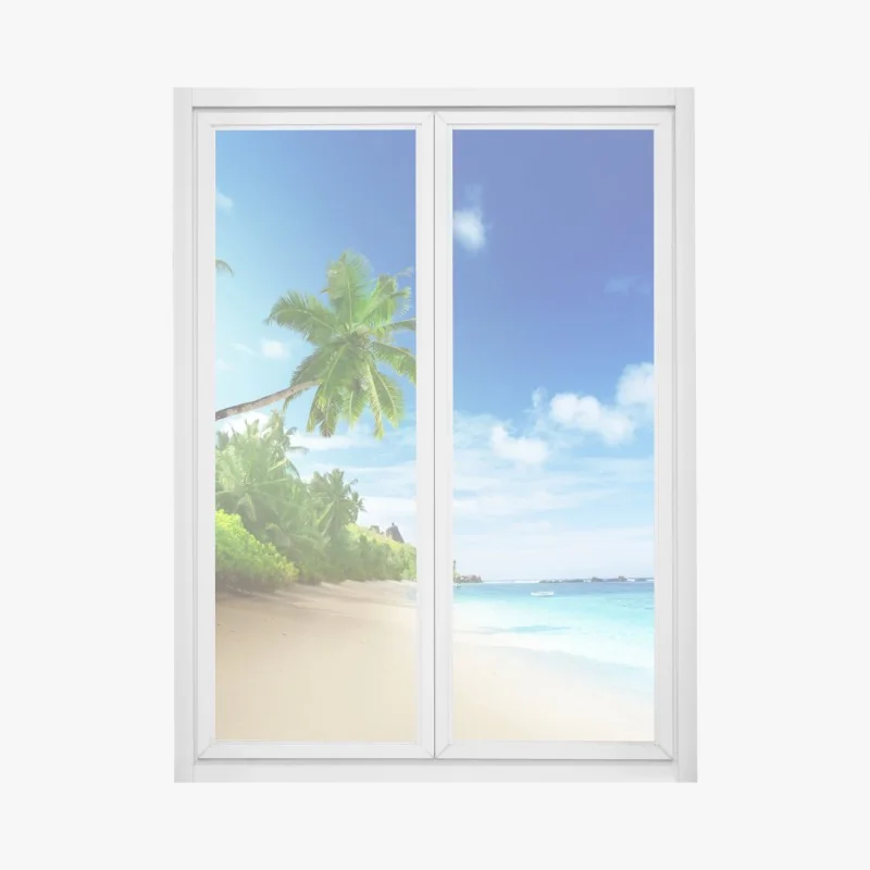 Naklejka na okno słoneczna ścieżka ogrodowa prowadząca do zamku – Wallissimo®