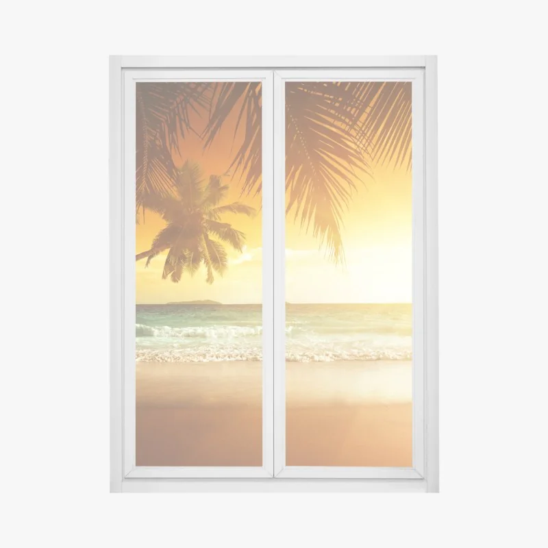 Naklejka na okno pastelowy wzór kwiatów wiśni na miętowym tle – Wallissimo®