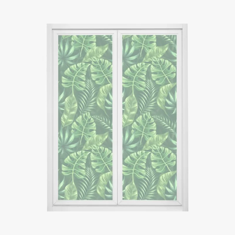 Naklejka na okno intensywna zielona spirala kwiatowa – Wallissimo®