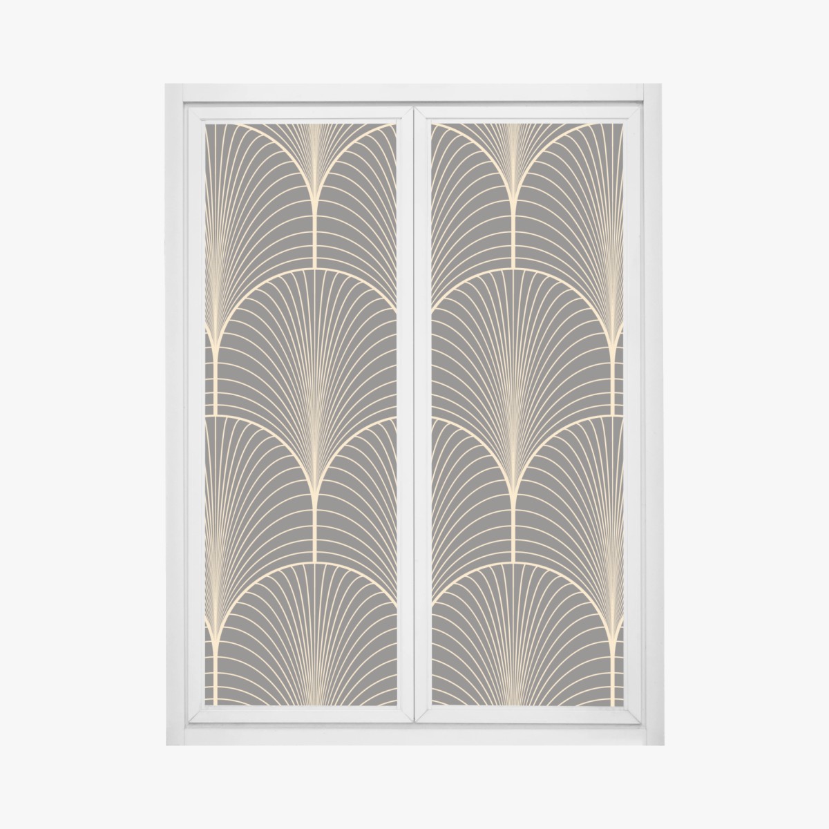 Naklejka na okno art deco złoty wzór wachlarza – Wallissimo®