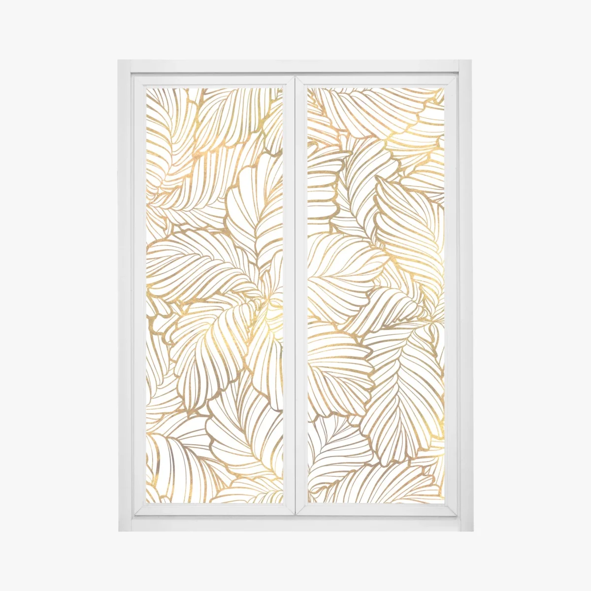 Naklejka na okno złote liście w stylu line art – Wallissimo®
