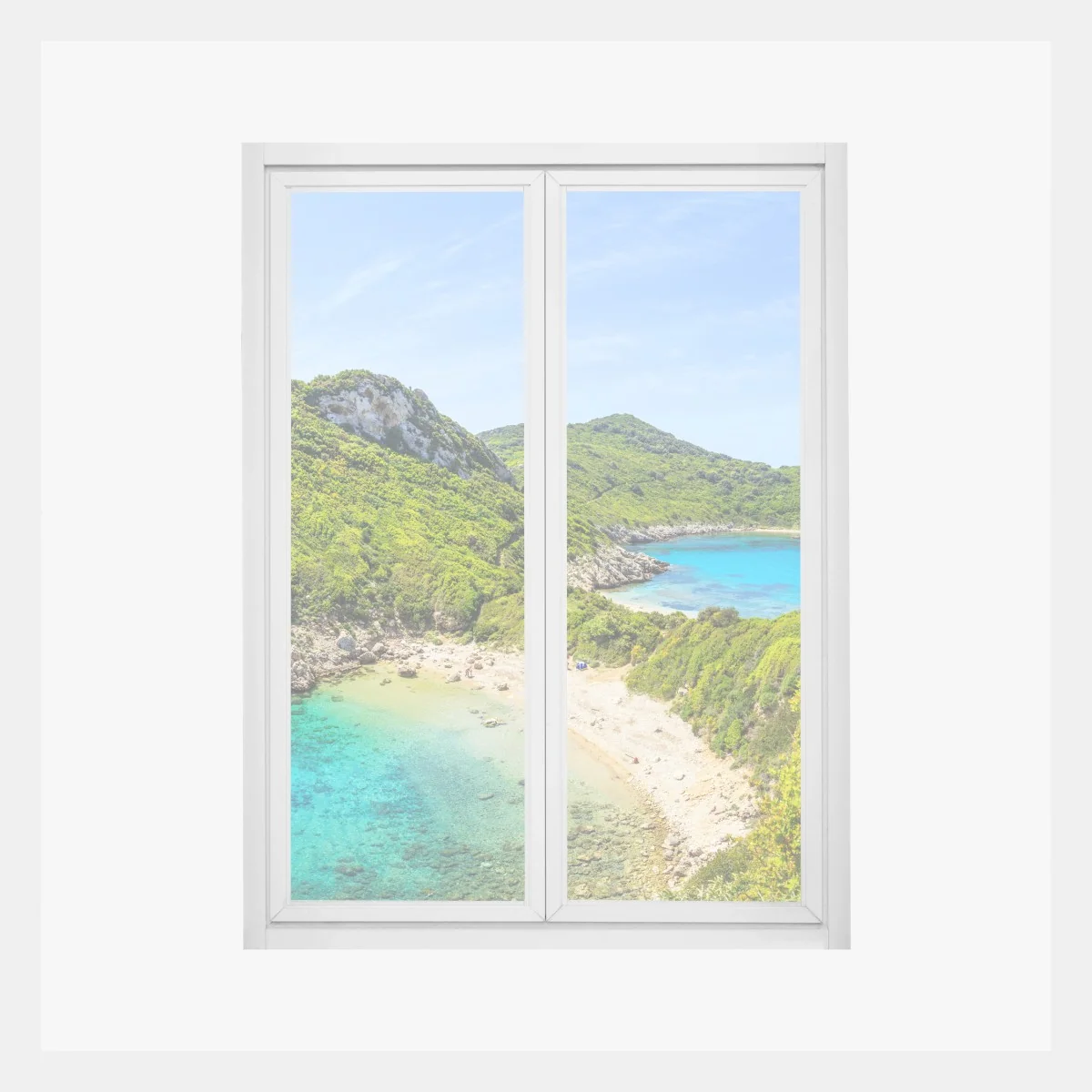 Naklejka na okno turkusowa zatoka na wyspie – Wallissimo® Naklejka na okno turkusowa zatoka na wyspie – Wallissimo®