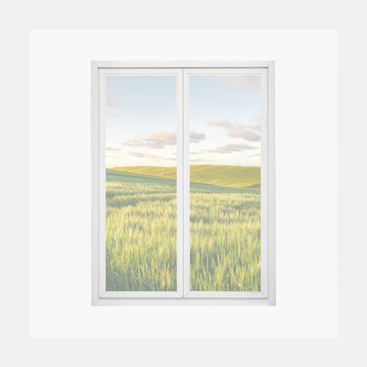 Naklejka na okno spokojna zielona łąka panorama – Wallissimo®