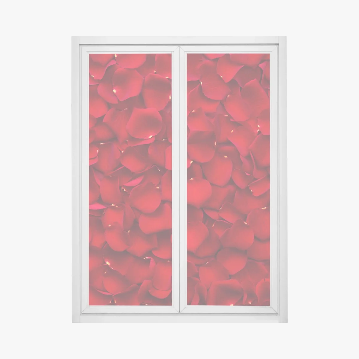 Naklejka na okno czerwone płatki róż tło – Wallissimo® Naklejka na okno czerwone płatki róż tło – Wallissimo®