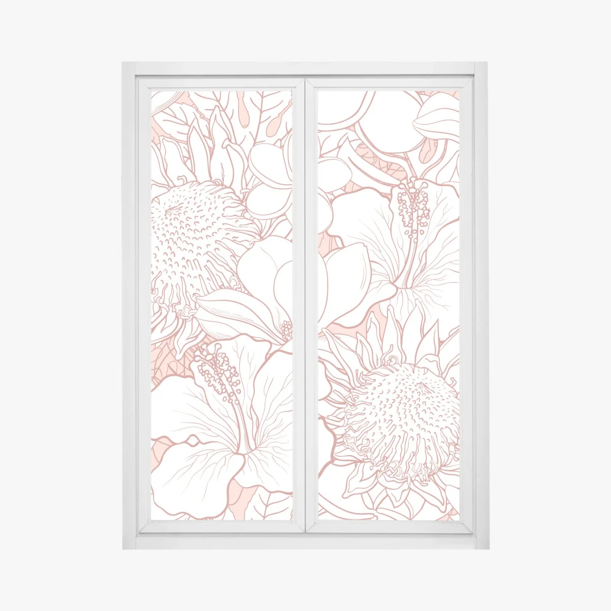 Naklejka na okno delikatny koralowy wzór kwiatowy – Wallissimo® Naklejka na okno delikatny koralowy wzór kwiatowy – Wallissimo®
