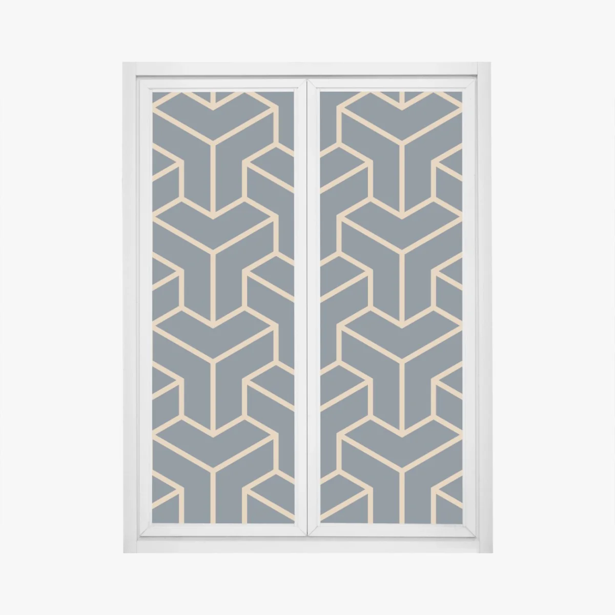 Naklejka na okno granatowy geometryczny wzór sześcianów – Wallissimo® Naklejka na okno granatowy geometryczny wzór sześcianów – Wallissimo®