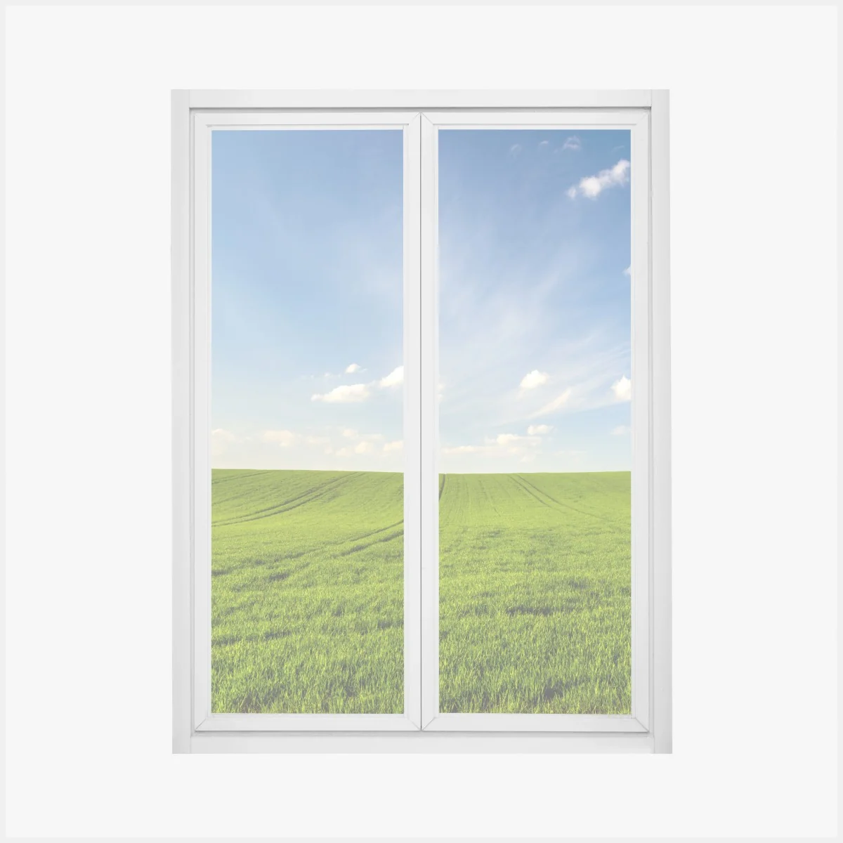 Naklejka na okno wiosenna zielona panorama łąki – Wallissimo® Naklejka na okno wiosenna zielona panorama łąki – Wallissimo®