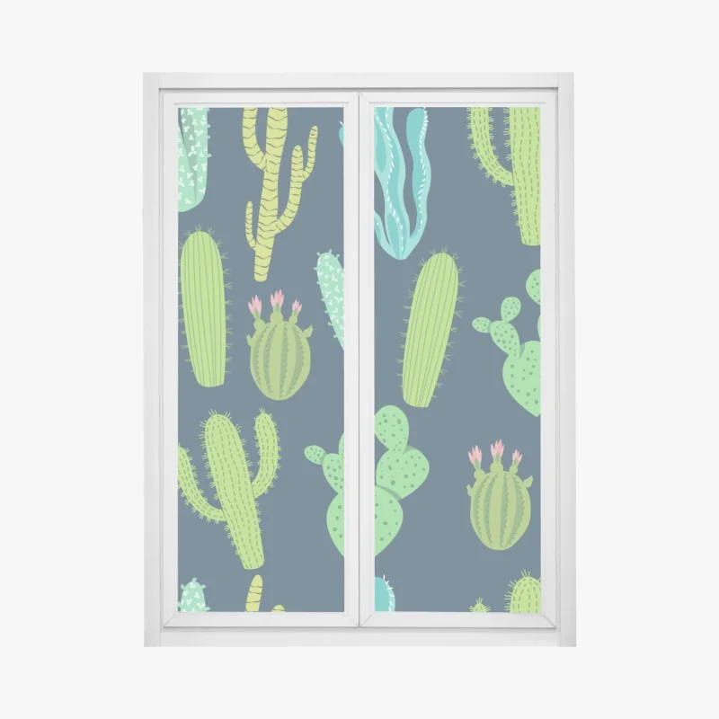 Naklejka na okno pastelowy wzór kwiatów wiśni na miętowym tle – Wallissimo®