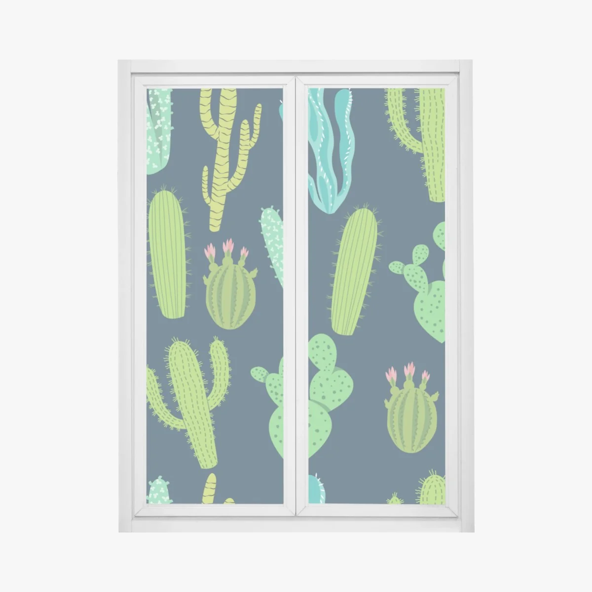 Naklejka na okno wzór z kaktusami i sukulentami – Wallissimo® Naklejka na okno wzór z kaktusami i sukulentami – Wallissimo®