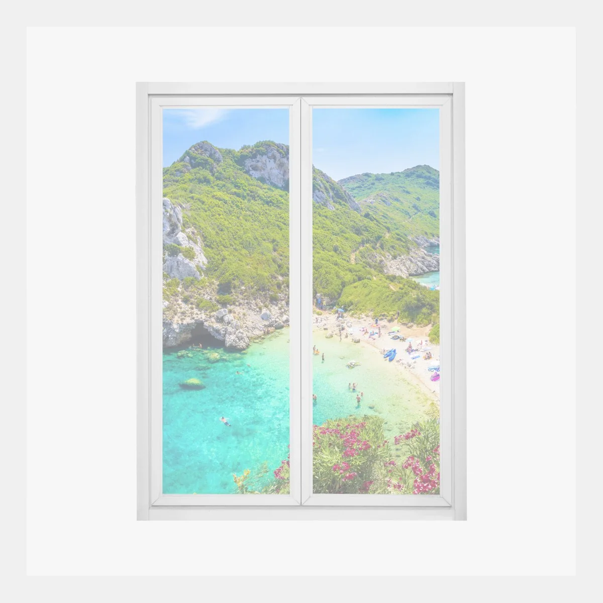 Naklejka na okno Porto Timoni panoramiczna plaża, Korfu – Wallissimo® Naklejka na okno Porto Timoni panoramiczna plaża, Korfu – Wallissimo®