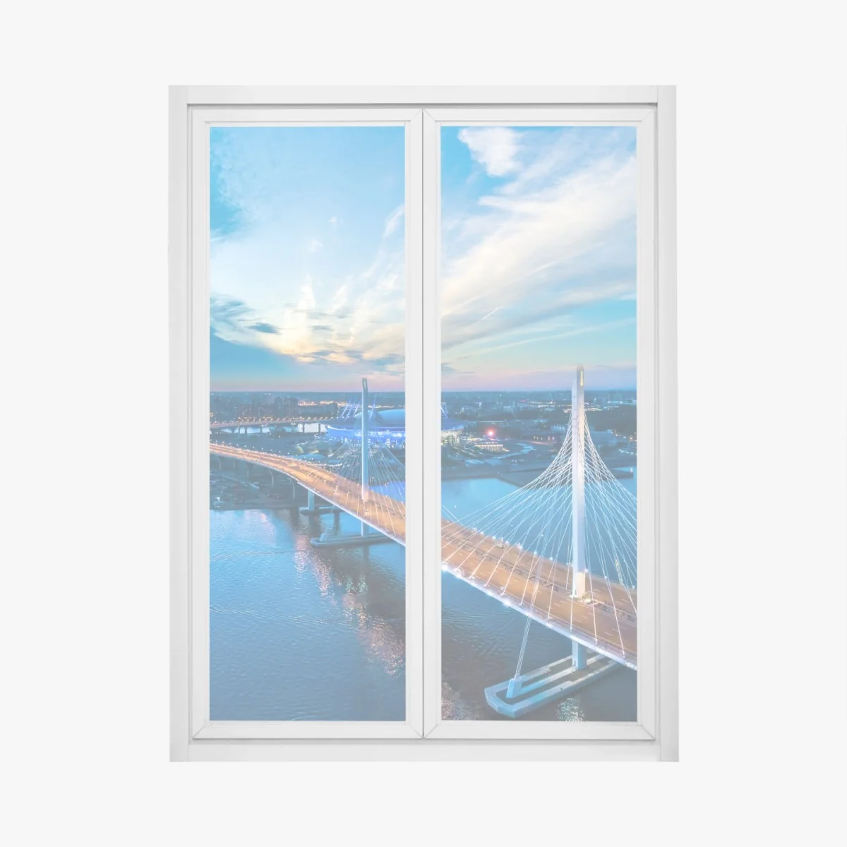 Naklejka na okno Sankt Petersburg panorama mostu o zmierzchu – Wallissimo® Naklejka na okno Sankt Petersburg panorama mostu o zmierzchu – Wallissimo®