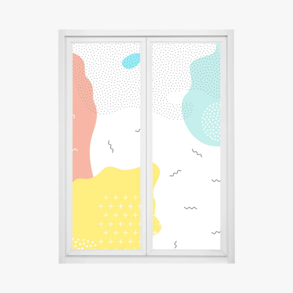 Naklejka na okno zabawne abstrakcyjne kształty w żywych kolorach – Wallissimo® Naklejka na okno zabawne abstrakcyjne kształty w żywych kolorach – Wallissimo®