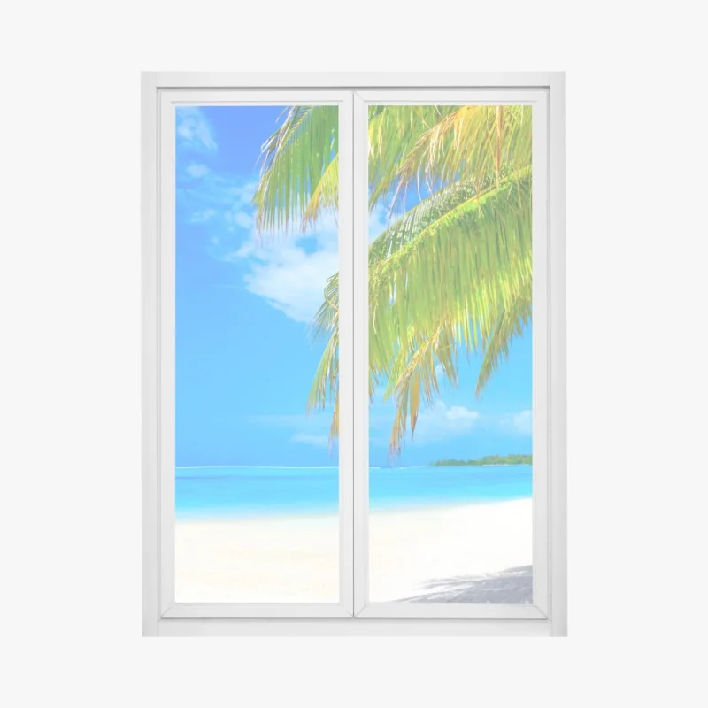 Naklejka na okno śródziemnomorski kamienny dziedziniec z łukiem – Wallissimo®