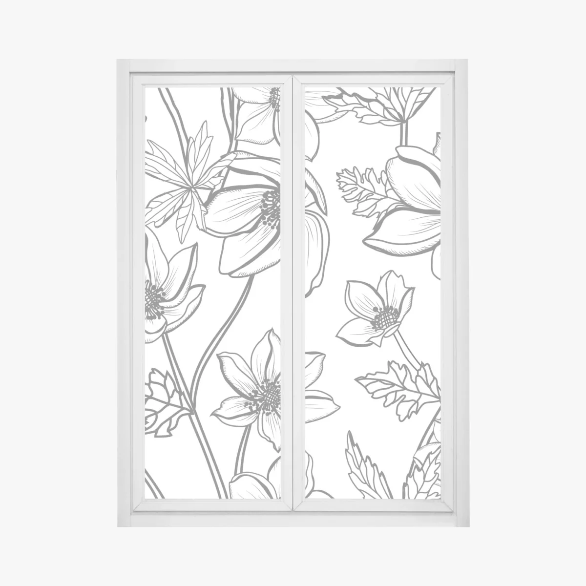 Naklejka na okno botaniczny rysunek kwiatowy – Wallissimo® Naklejka na okno botaniczny rysunek kwiatowy – Wallissimo®