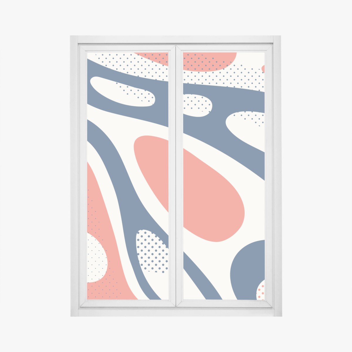 Naklejka na okno retro koralowo-granatowy abstrakcyjny wzór – Wallissimo®